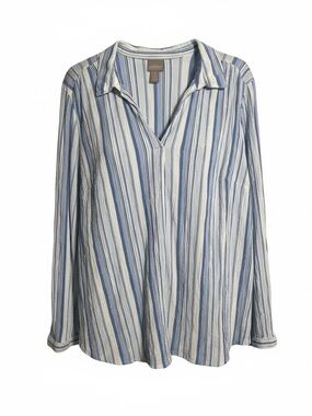 Chico's Blue and White Striped Pullover shirt